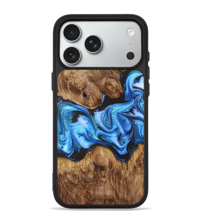 iPhone 18 Pro Max Wood Phone Case - Mila (Blue, 828685)