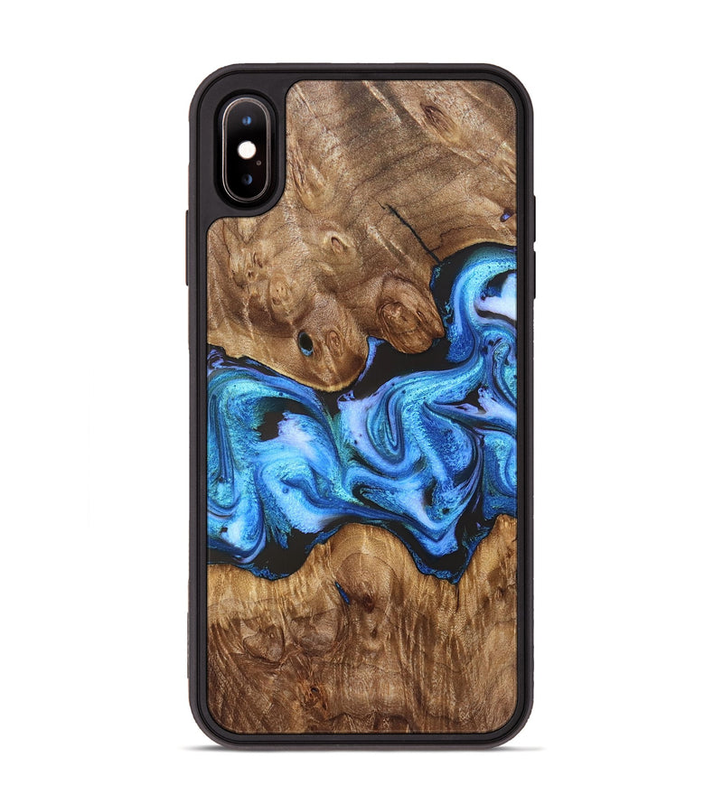 iPhone Xs Max Wood Phone Case - Mila (Blue, 828685)