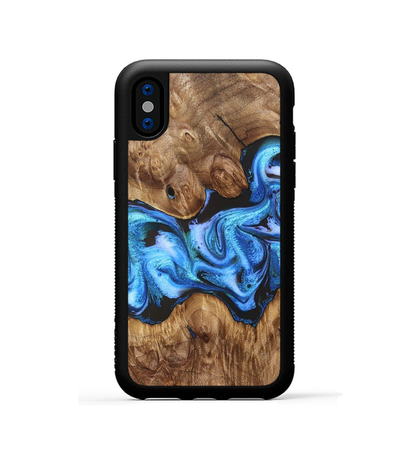 iPhone Xs Wood Phone Case - Mila (Blue, 828685)