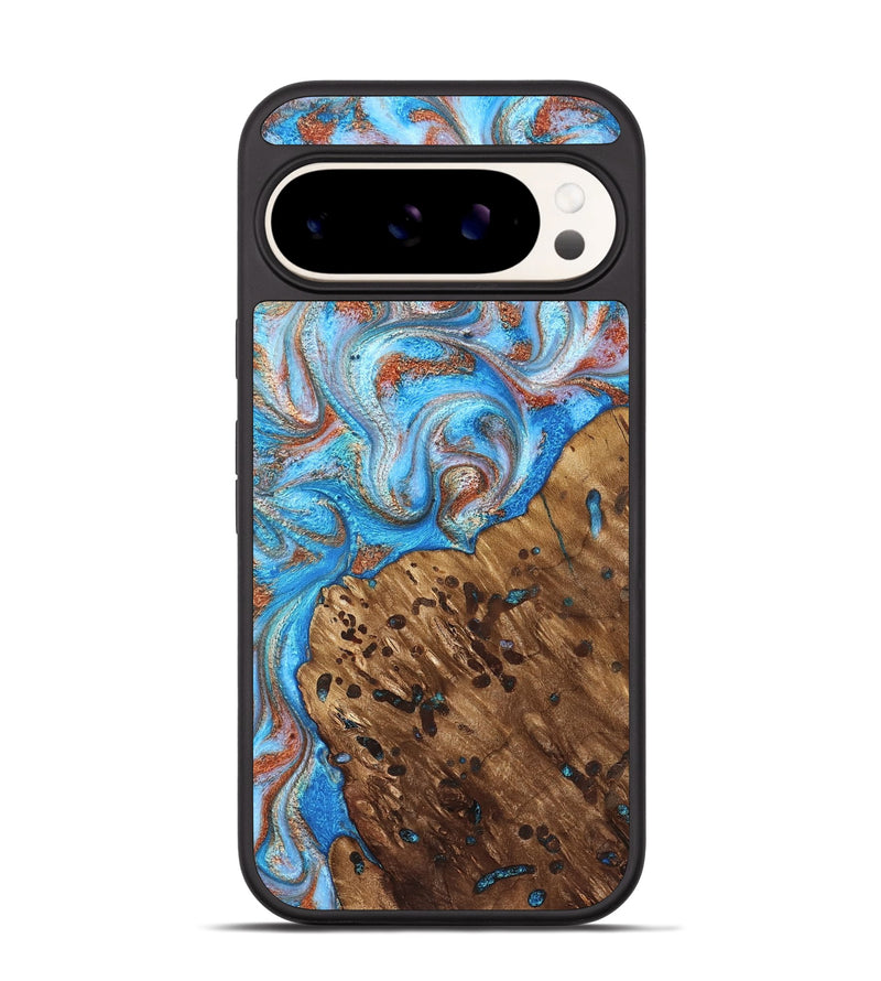 Pixel 9 Wood Phone Case - Rubie (Teal & Gold, 828687)