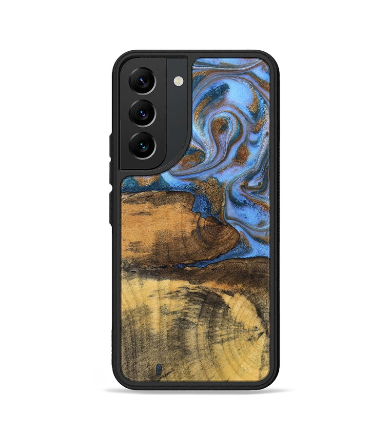 Galaxy S22 Wood Phone Case - Tammie (Teal & Gold, 828689)