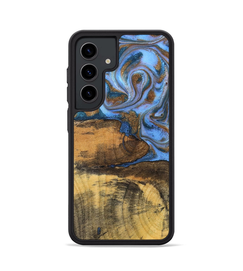 Galaxy S24 Wood Phone Case - Tammie (Teal & Gold, 828689)