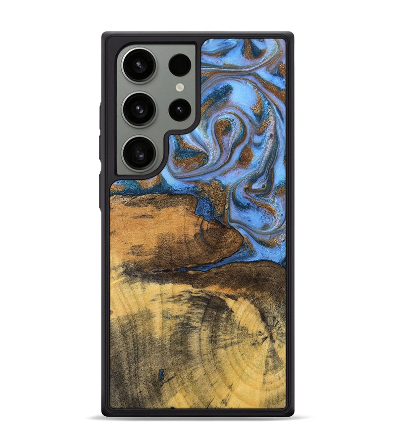 Galaxy S24 Ultra Wood Phone Case - Tammie (Teal & Gold, 828689)