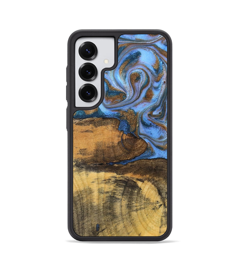 Galaxy S25 Wood Phone Case - Tammie (Teal & Gold, 828689)