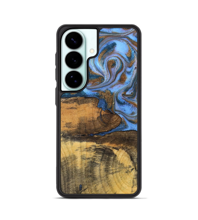 Galaxy S26 Wood Phone Case - Tammie (Teal & Gold, 828689)