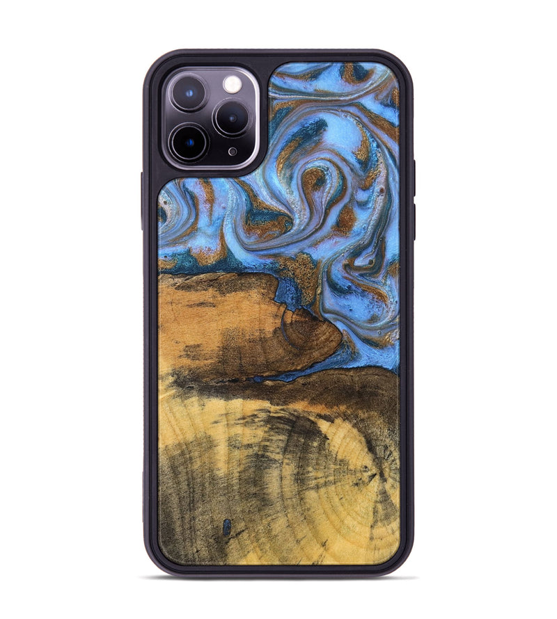 iPhone 11 Pro Max Wood Phone Case - Tammie (Teal & Gold, 828689)