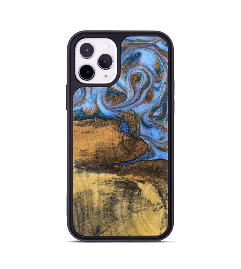 iPhone 11 Pro Wood Phone Case - Tammie (Teal & Gold, 828689)