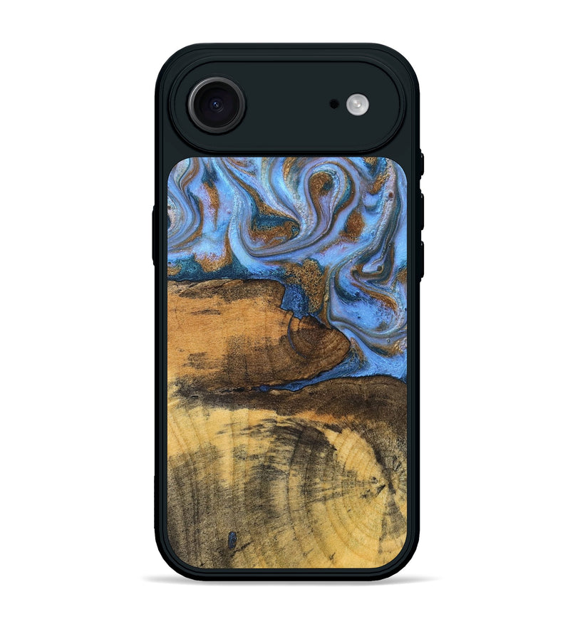 iPhone 17 Air Wood Phone Case - Tammie (Teal & Gold, 828689)