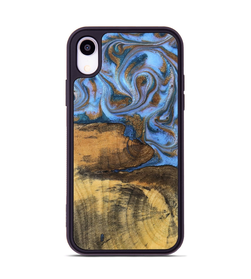 iPhone Xr Wood Phone Case - Tammie (Teal & Gold, 828689)