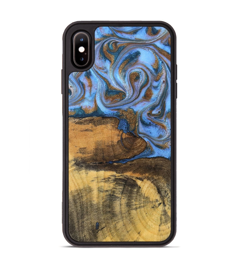 iPhone Xs Max Wood Phone Case - Tammie (Teal & Gold, 828689)