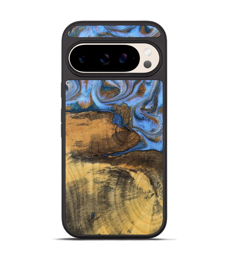 Pixel 10 Wood Phone Case - Tammie (Teal & Gold, 828689)