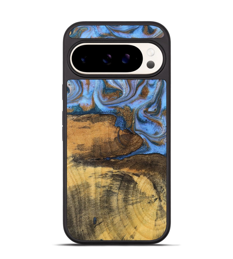 Pixel 9 Pro Wood Phone Case - Tammie (Teal & Gold, 828689)