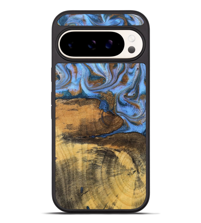 Pixel 9 Pro XL Wood Phone Case - Tammie (Teal & Gold, 828689)