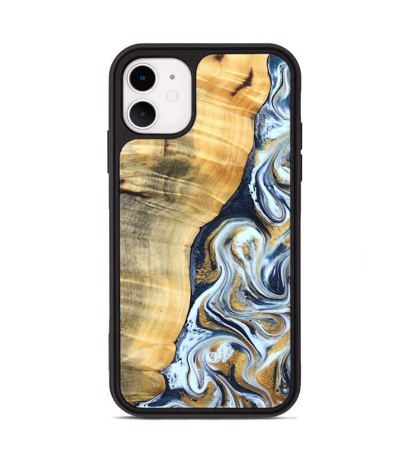 iPhone 11 Wood Phone Case - Livia (Teal & Gold, 828690)