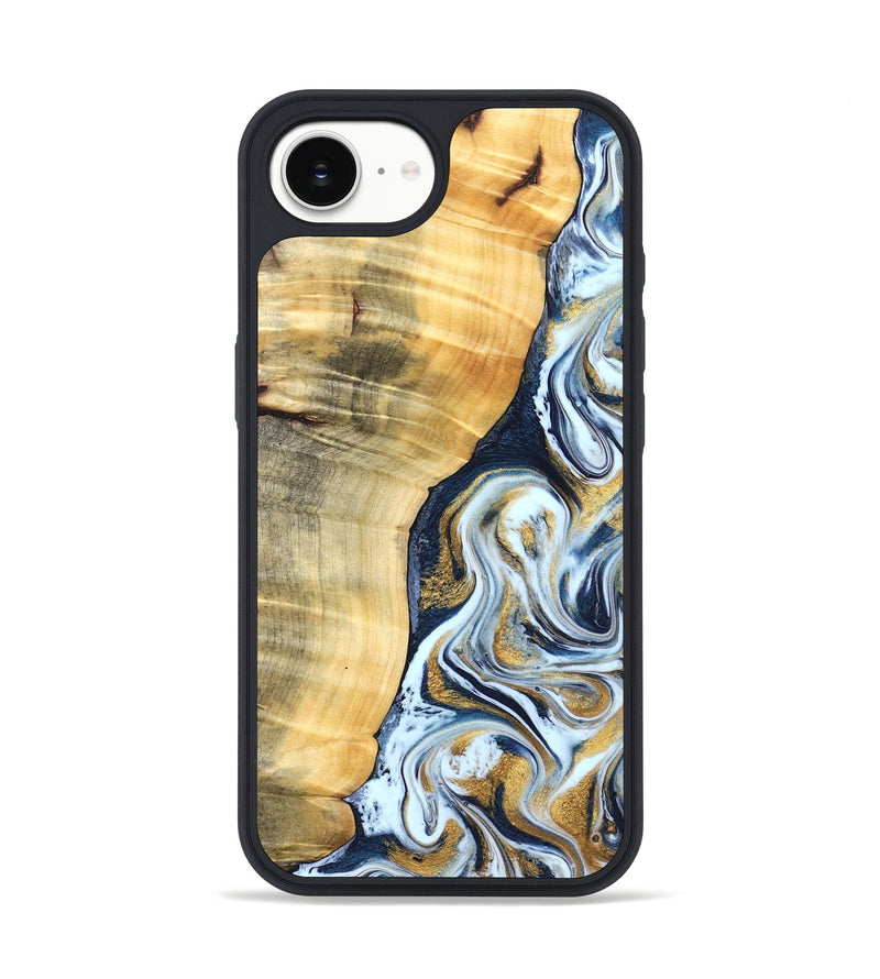 iPhone 16e Wood Phone Case - Livia (Teal & Gold, 828690)