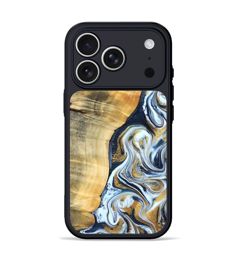 iPhone 17 Pro Wood Phone Case - Livia (Teal & Gold, 828690)