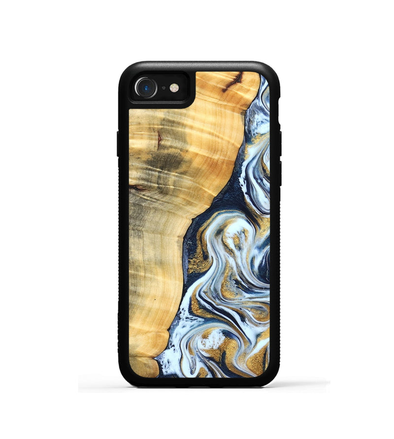 iPhone SE Wood Phone Case - Livia (Teal & Gold, 828690)