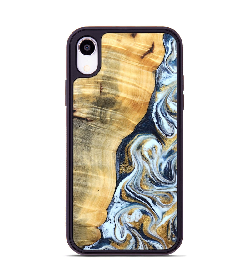 iPhone Xr Wood Phone Case - Livia (Teal & Gold, 828690)