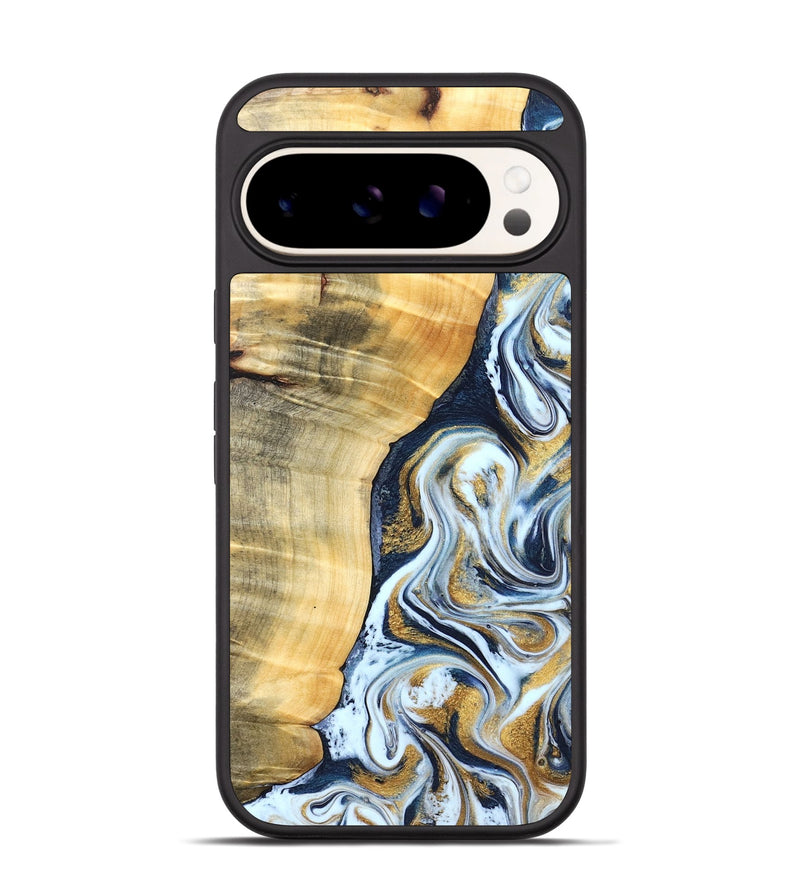 Pixel 9 Wood Phone Case - Livia (Teal & Gold, 828690)