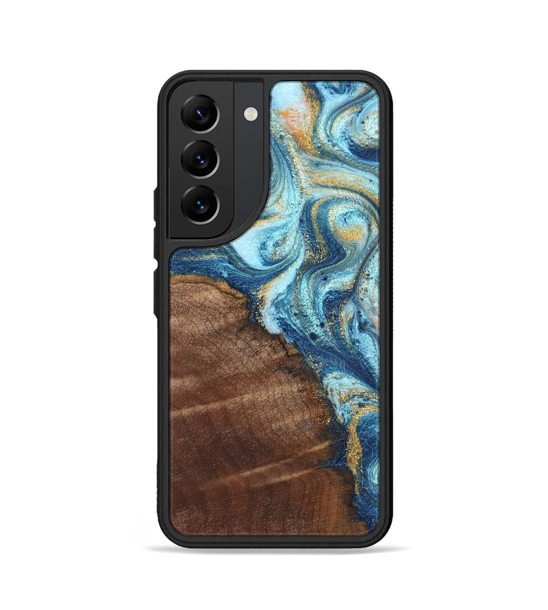 Galaxy S22 Wood Phone Case - Jimmy (Teal & Gold, 828691)