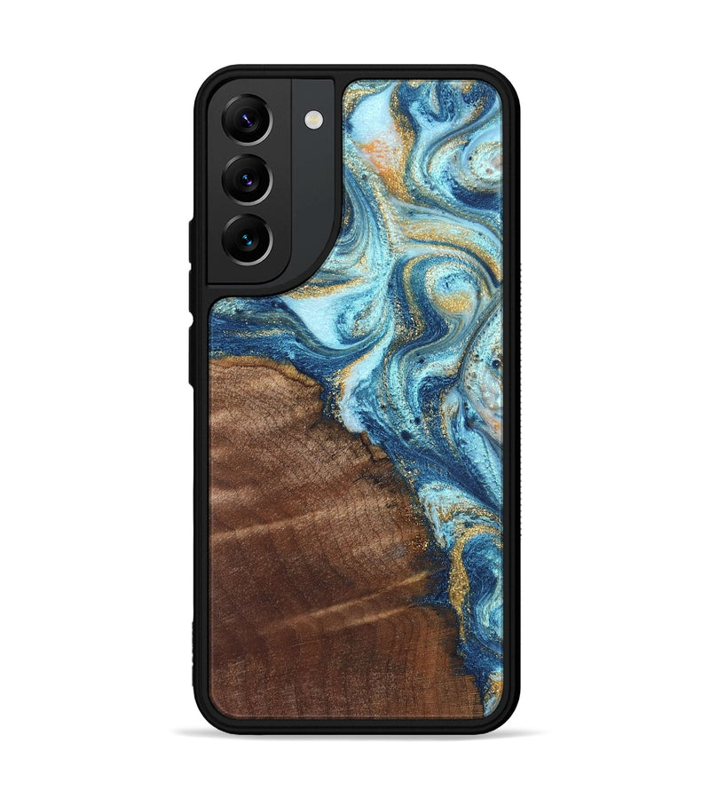 Galaxy S22 Plus Wood Phone Case - Jimmy (Teal & Gold, 828691)