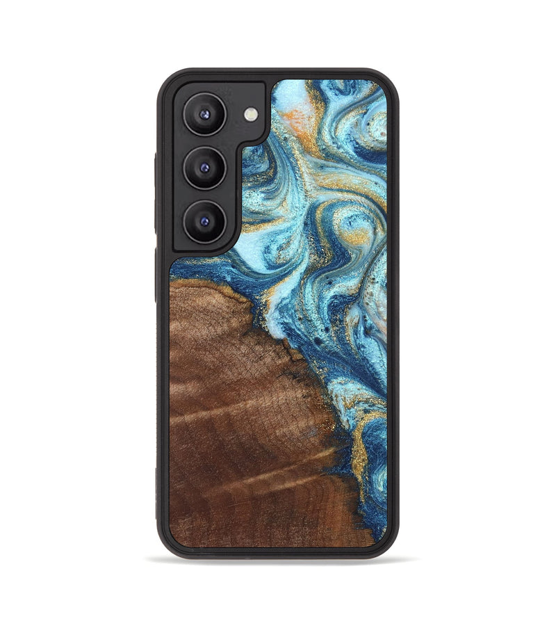 Galaxy S23 Wood Phone Case - Jimmy (Teal & Gold, 828691)