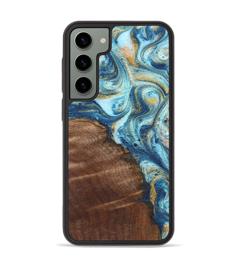 Galaxy S23 Plus Wood Phone Case - Jimmy (Teal & Gold, 828691)