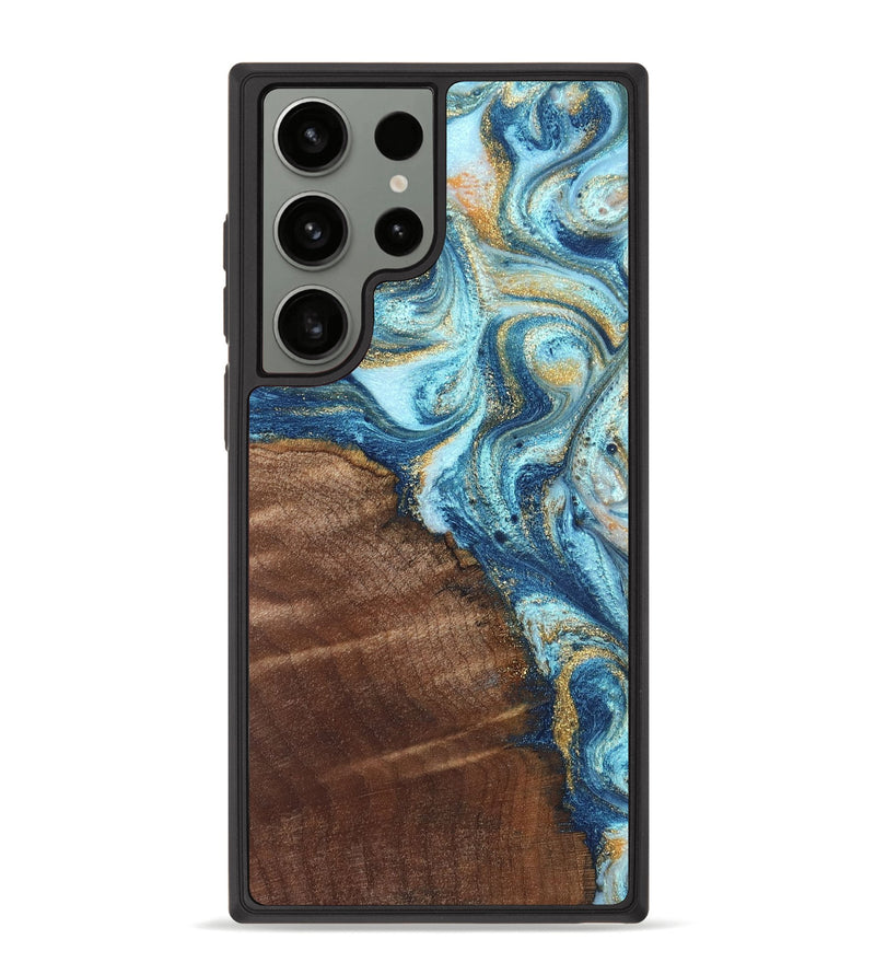 Galaxy S23 Ultra Wood Phone Case - Jimmy (Teal & Gold, 828691)