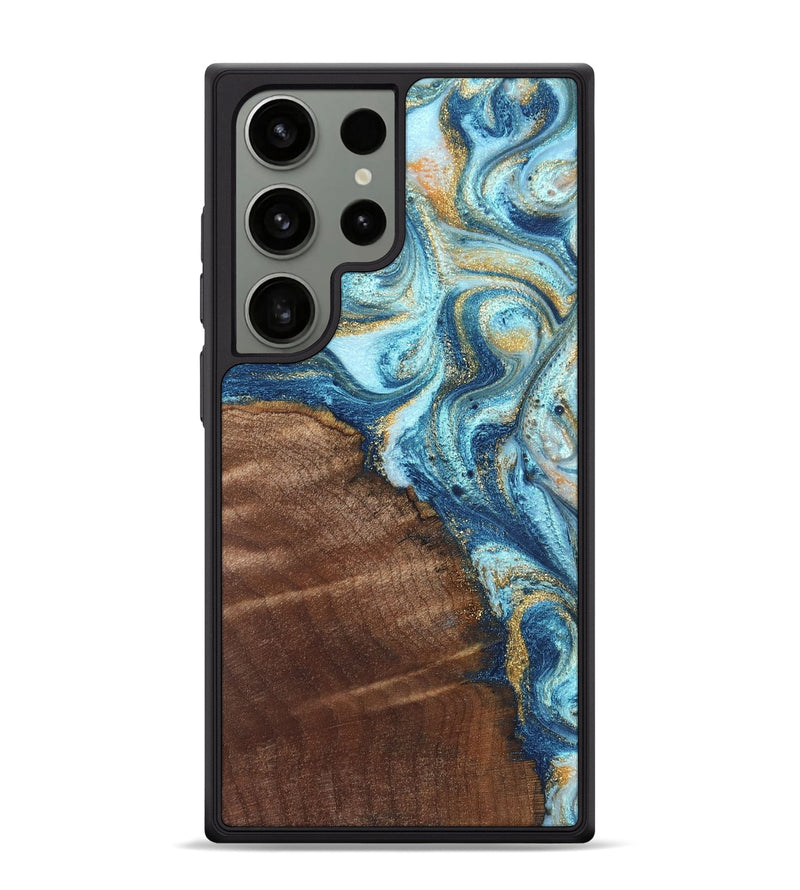 Galaxy S24 Ultra Wood Phone Case - Jimmy (Teal & Gold, 828691)
