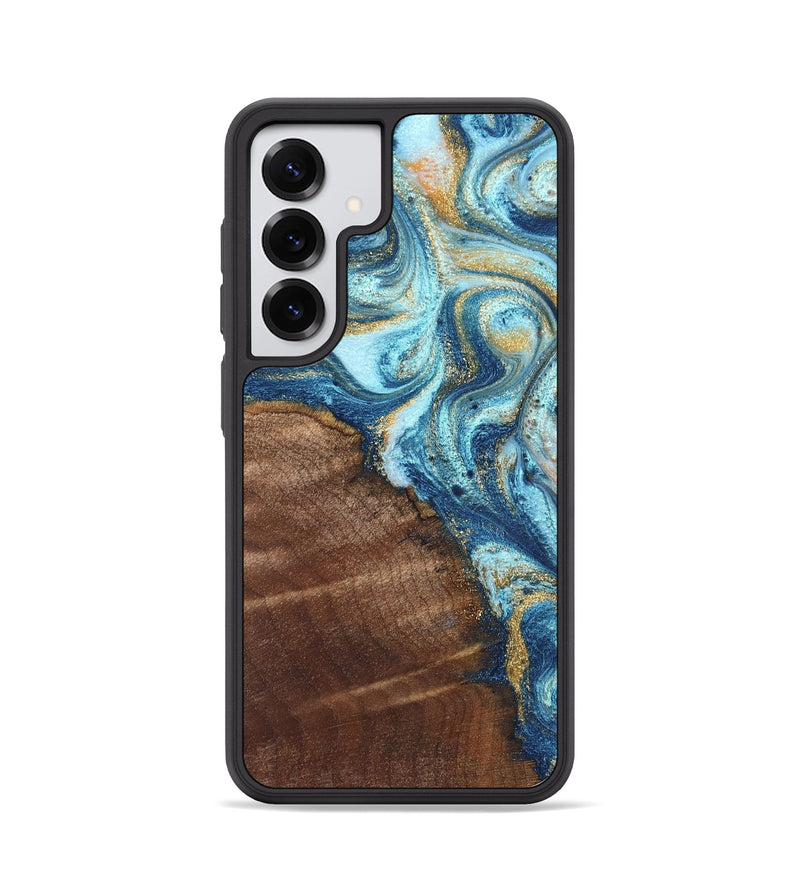 Galaxy S25 Wood Phone Case - Jimmy (Teal & Gold, 828691)