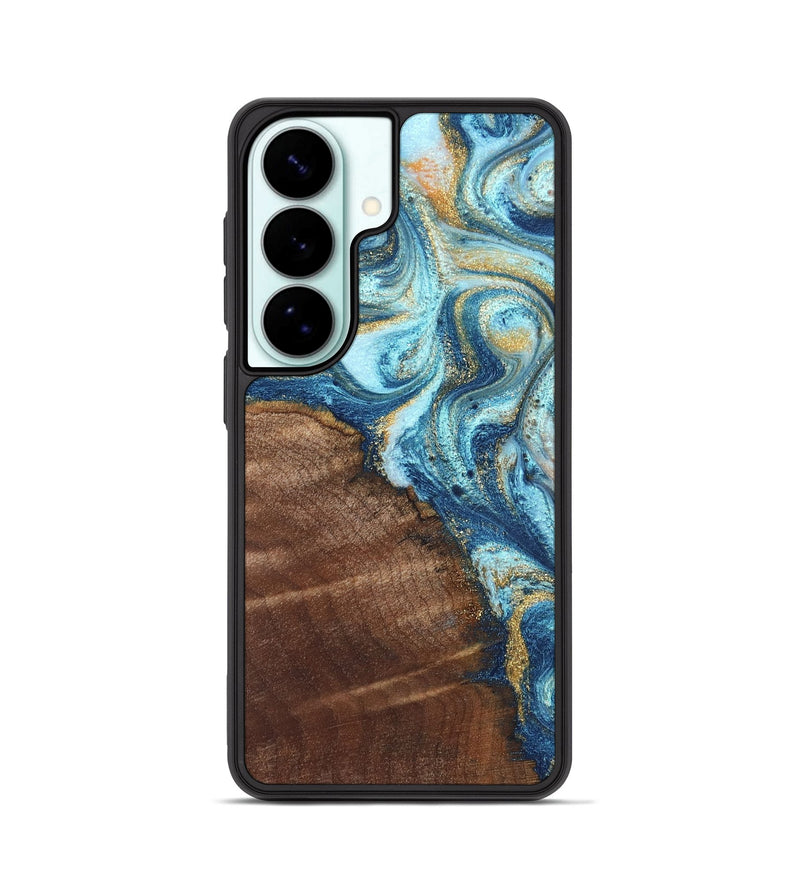 Galaxy S26 Wood Phone Case - Jimmy (Teal & Gold, 828691)