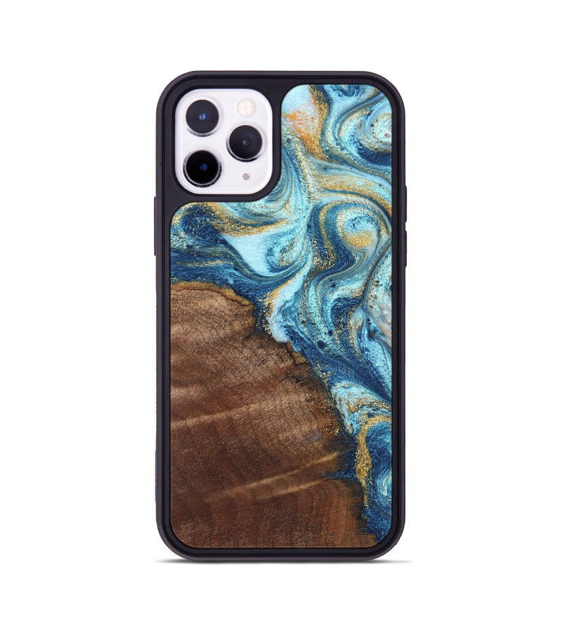 iPhone 11 Pro Wood Phone Case - Jimmy (Teal & Gold, 828691)