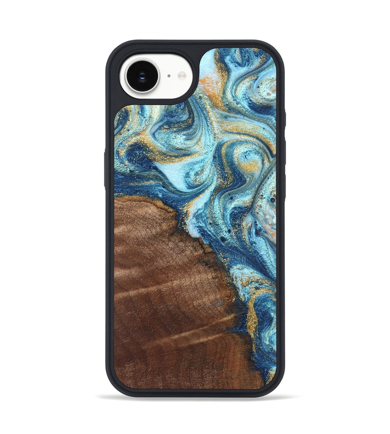 iPhone 17e Wood Phone Case - Jimmy (Teal & Gold, 828691)