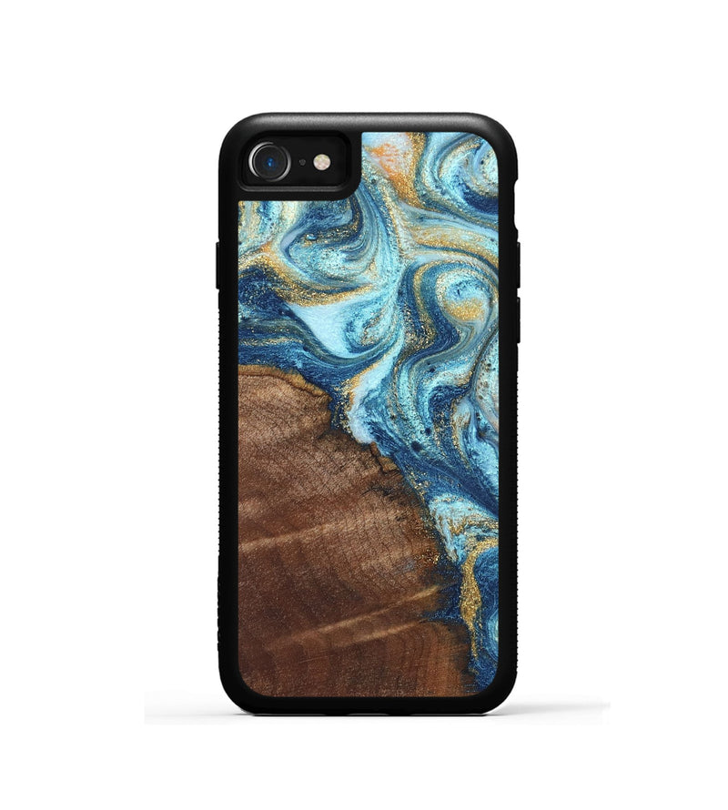 iPhone SE Wood Phone Case - Jimmy (Teal & Gold, 828691)