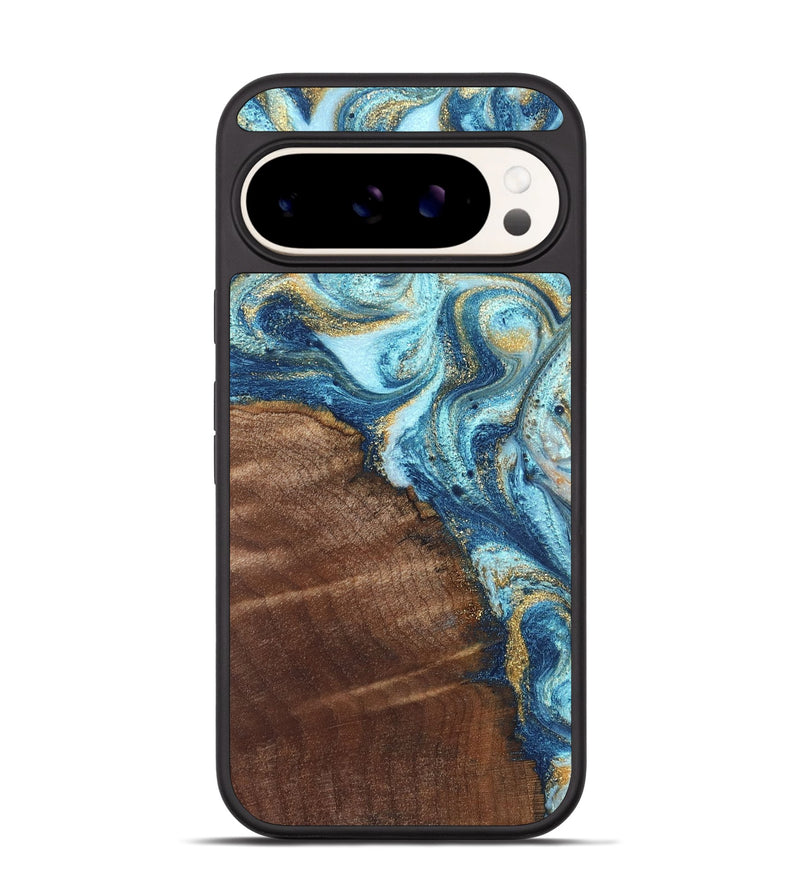 Pixel 9 Wood Phone Case - Jimmy (Teal & Gold, 828691)