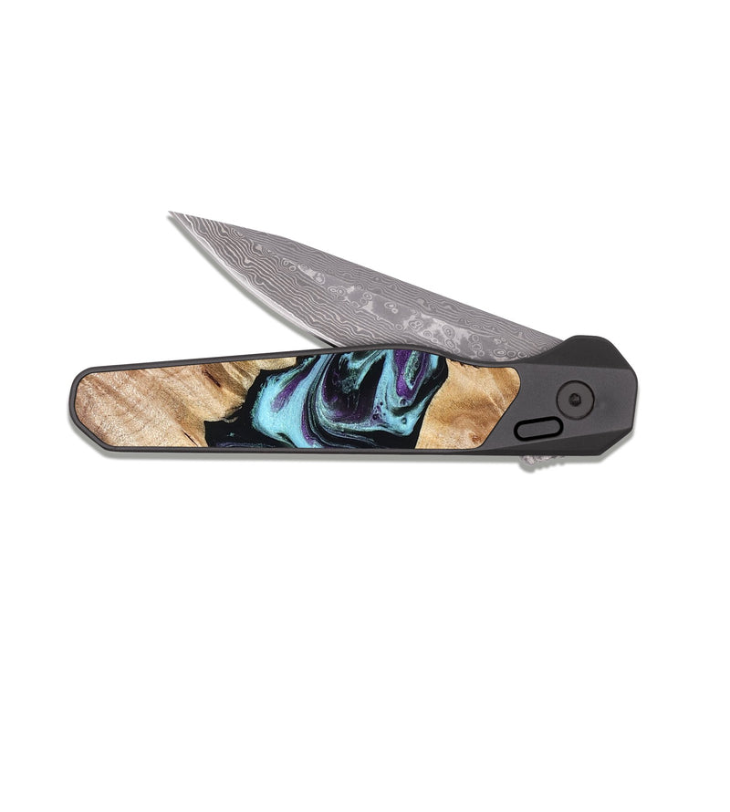 EDC Dark Damascus Wood Pocket Knife - Leda (Purple, 828706)