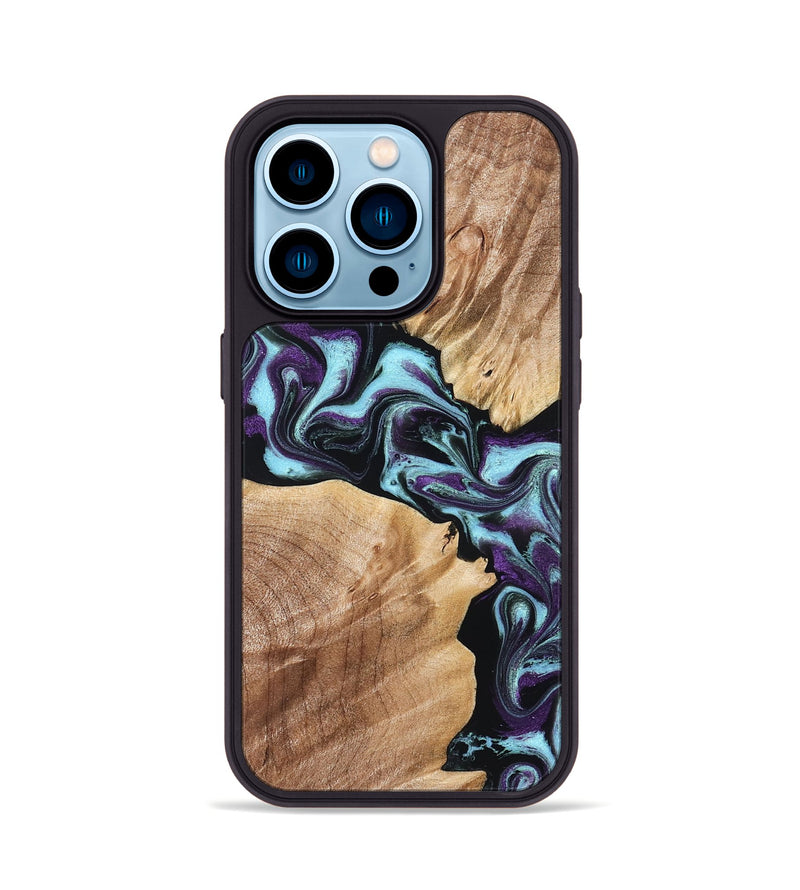 iPhone 14 Pro Wood Phone Case - Leda (Purple, 828706)