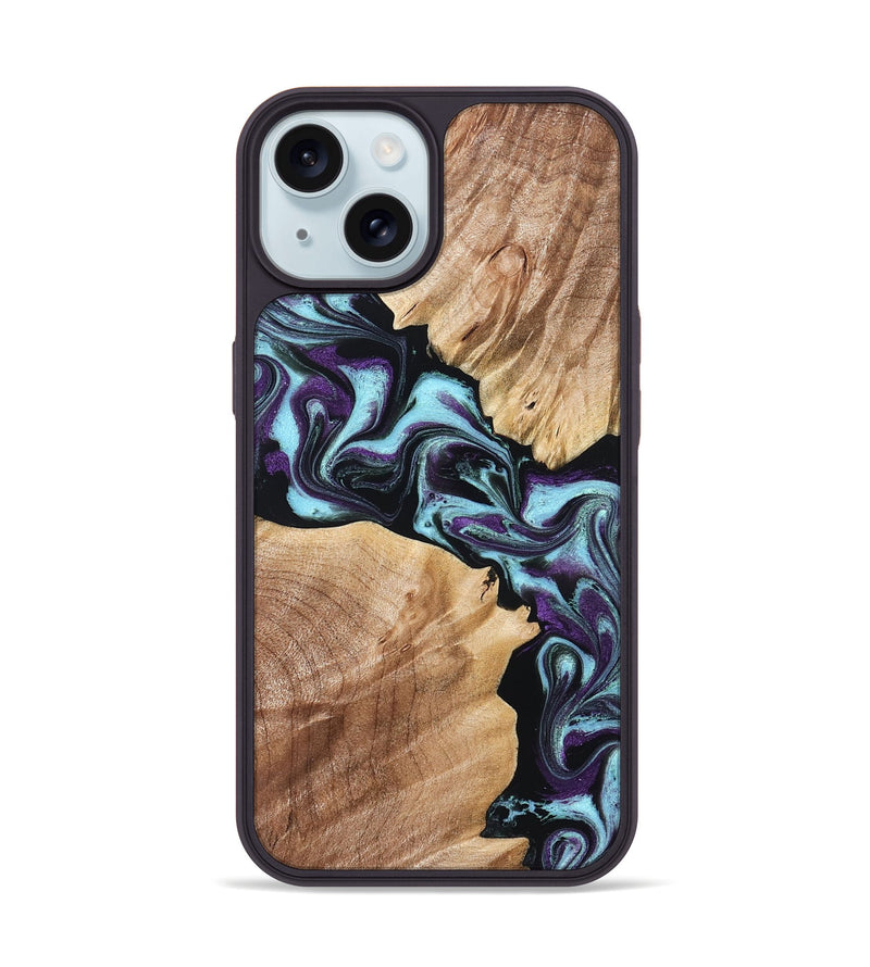 iPhone 15 Wood Phone Case - Leda (Purple, 828706)