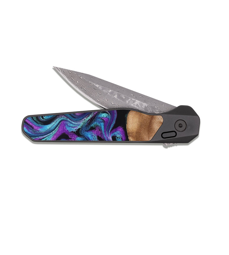 EDC Dark Damascus Wood Pocket Knife - Moses (Purple, 828707)