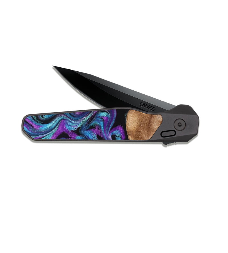 EDC Dark Slate Wood Pocket Knife - Moses (Purple, 828707)