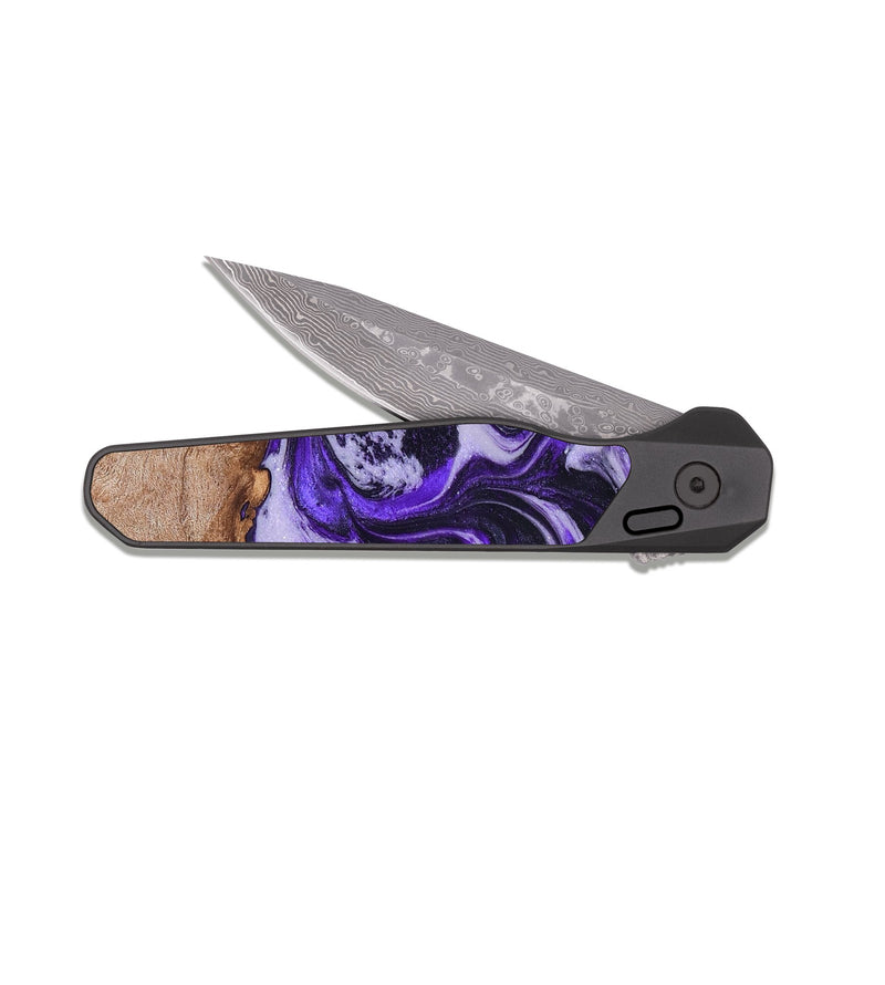 EDC Dark Damascus Wood Pocket Knife - Zaiden (Purple, 828711)