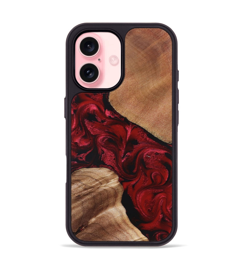 iPhone 16 Wood Phone Case - Loretta (Red, 828714)