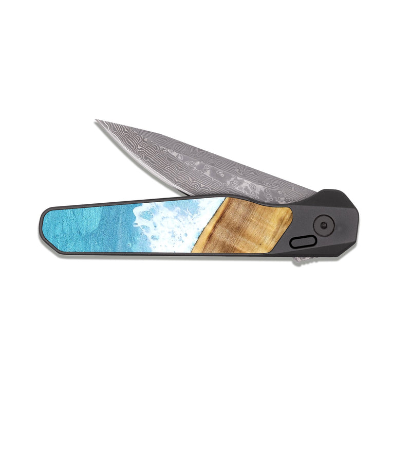 EDC Dark Damascus Wood Pocket Knife - Genesis (Coastal, 828880)