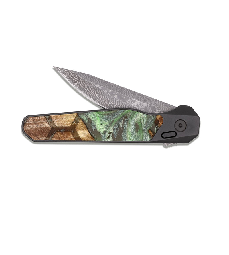 EDC Dark Damascus Wood Pocket Knife - Debora (Pattern, 828904)