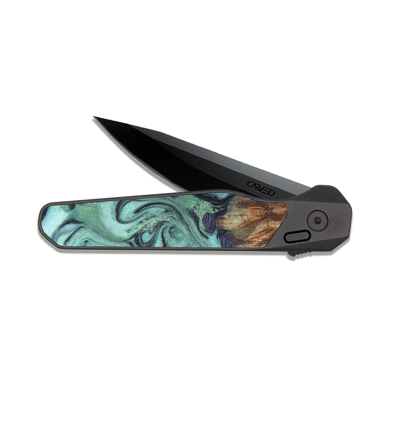 EDC Dark Slate Wood Pocket Knife - Luka (Green, 828995)