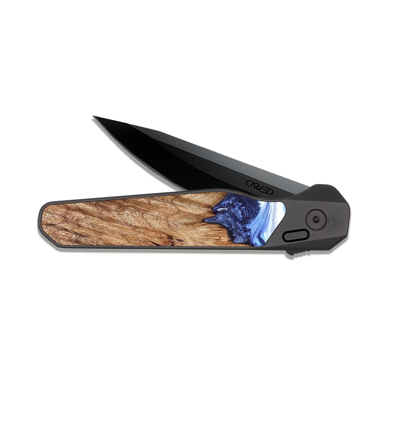 EDC Dark Slate Wood Pocket Knife - Lonnie (Blue, 829036)