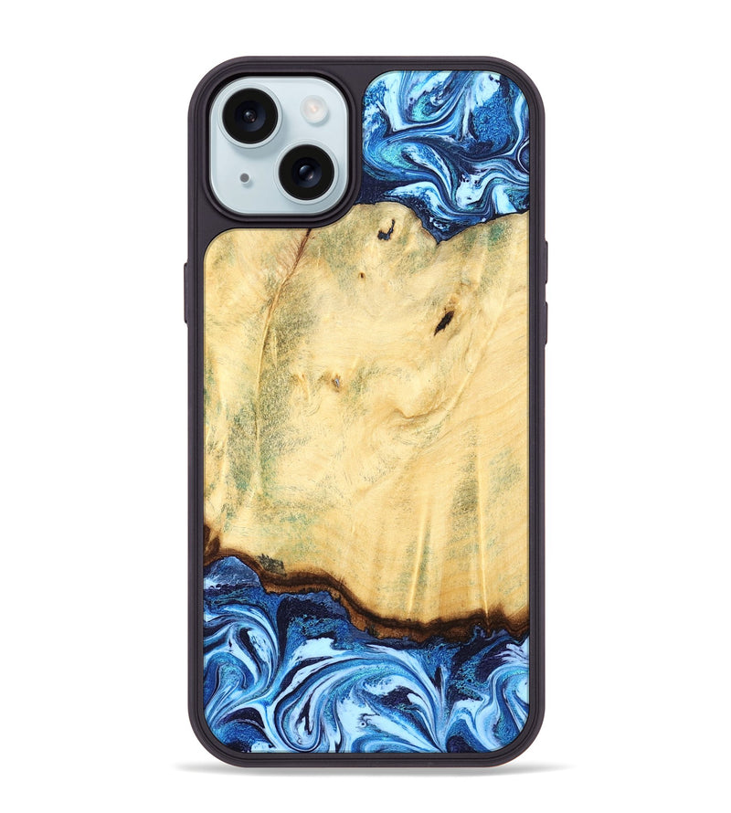 iPhone 15 Plus Wood Phone Case - Hollie (Blue, 829060)