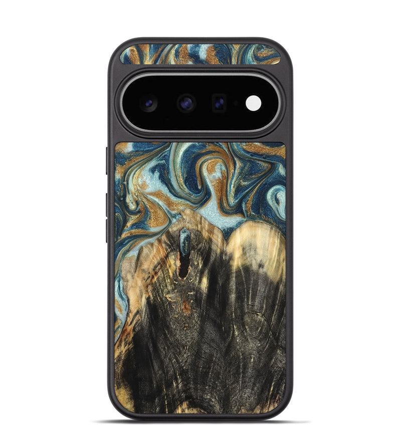 Pixel 11 Wood Phone Case - Alva (Teal & Gold, 829100)