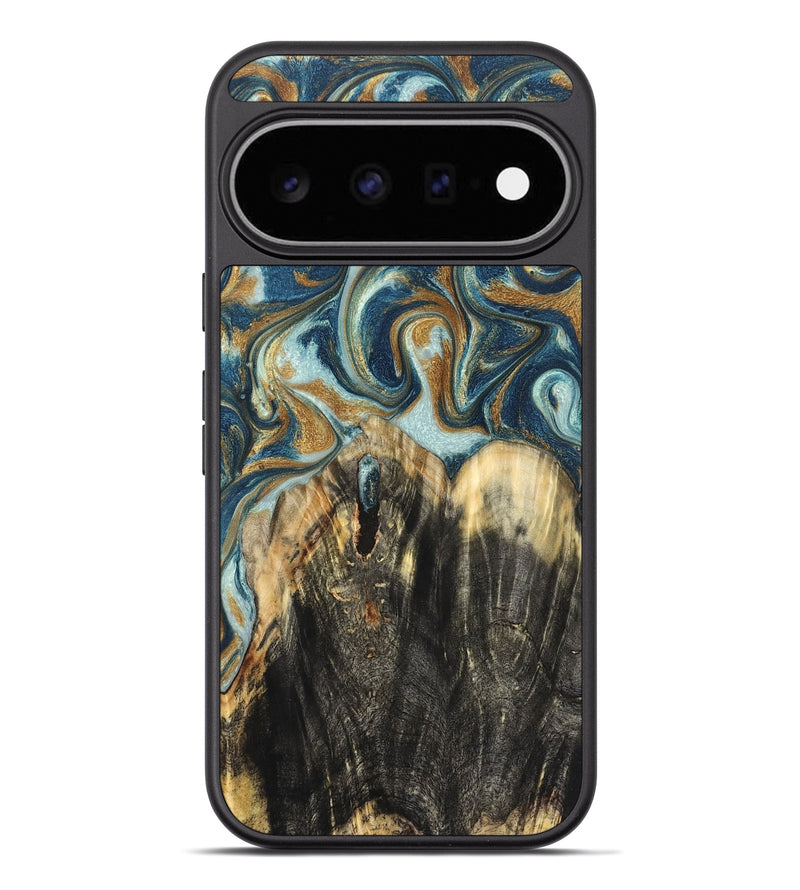 Pixel 11 Pro XL Wood Phone Case - Alva (Teal & Gold, 829100)