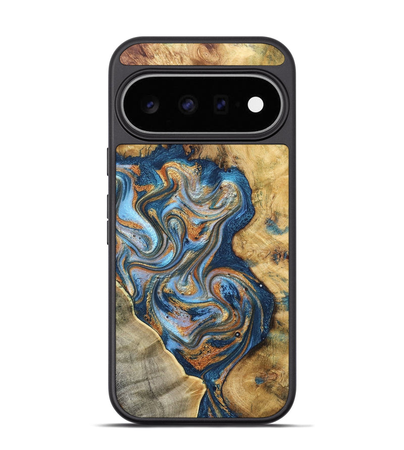 Pixel 11 Pro Wood Phone Case - Allyson (Teal & Gold, 829102)